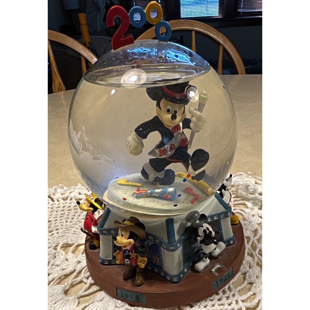 Disney Mickey Mouse 2000 Collectible Snow Globe with Classic Mickey Figures